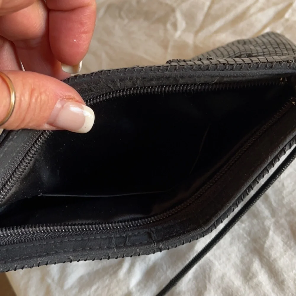9”x5.5” Black party purse‎ with gold accent trim